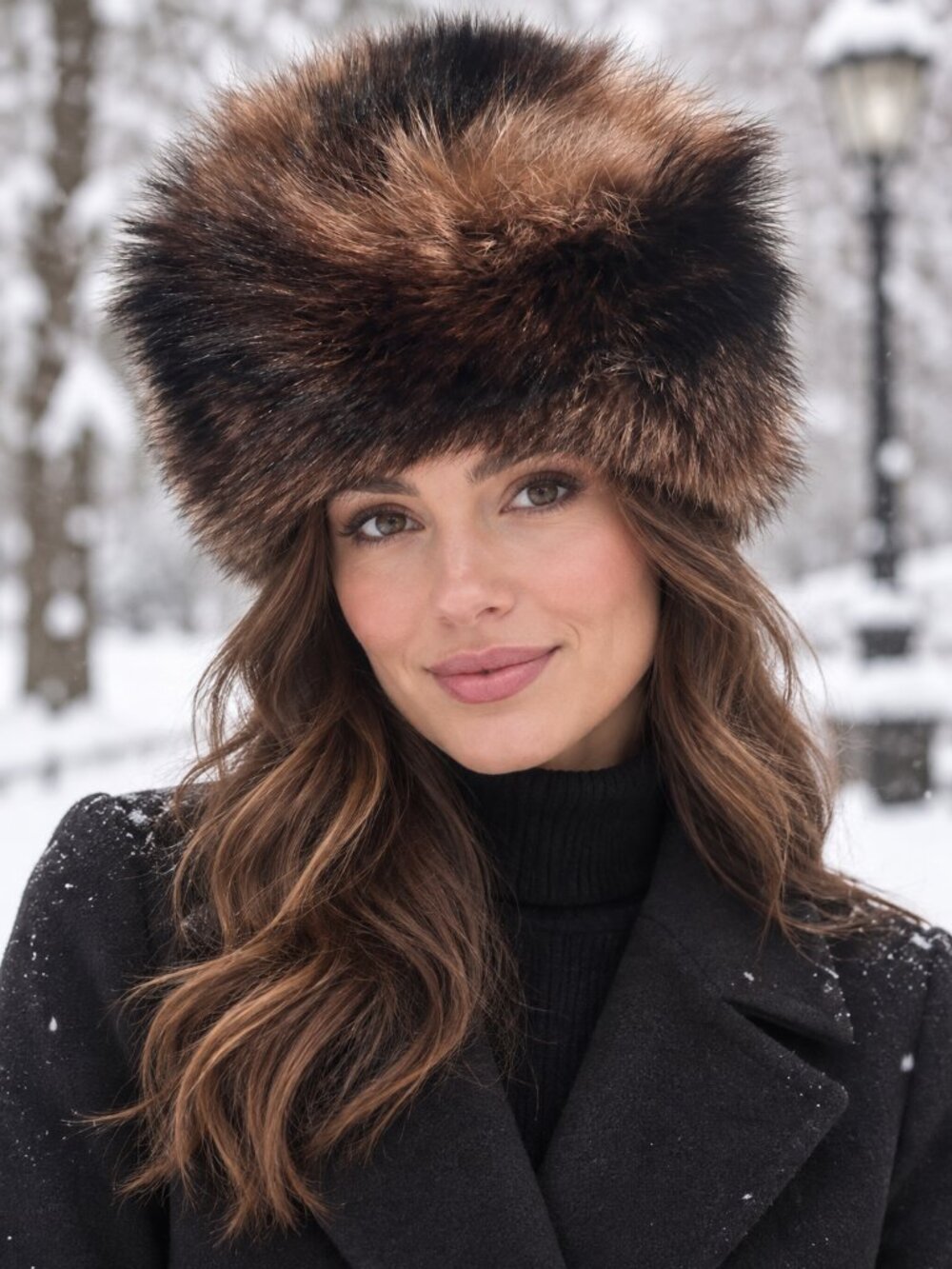Vintage Real Fur Cossack Russian Style Pillbox Hat Warm Winter Cap